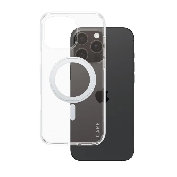 CARE by PanzerGlass® Feature Case Transparent m. Silber Kickstand & MagSafe iPhone 16 Pro Max
