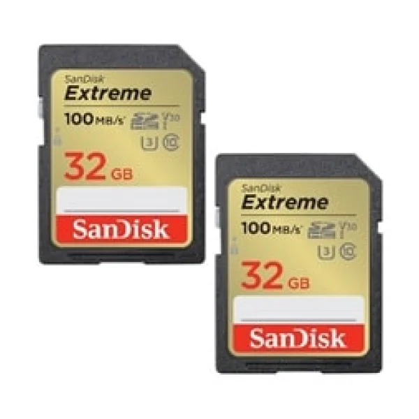 SanDisk Extreme 32 GB SDHC Speicherkarte 2er Pack (2022) bis 100MB/s, C10, U3