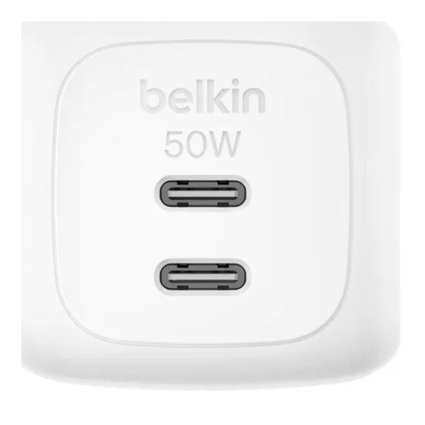 Belkin Dual USB-C Ladegerät Power Delivery und PPS (50 W) weiß