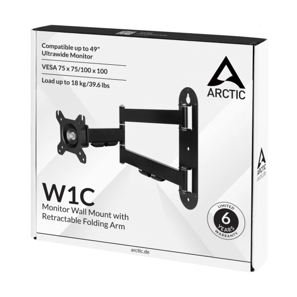 ARCTIC W1C Wandhalterung mit Gelenkarm Monitore bis zu 49 Zoll