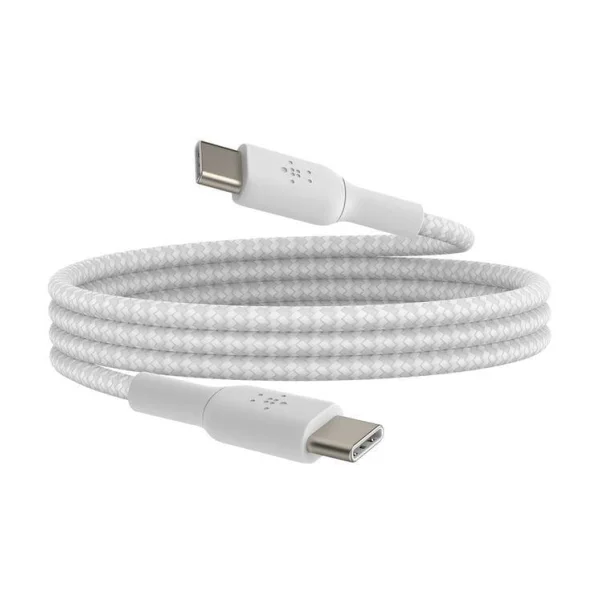 Belkin BoostCharge bis 60W USB-C/USB-C-Kabel 1 m Weiß geflochten
