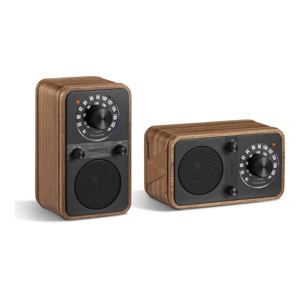 Sangean WR-9 Portables FM-Radio Echtholz-Gehäuse flexible Aufstellmöglichkeit Nussbaum Vintage