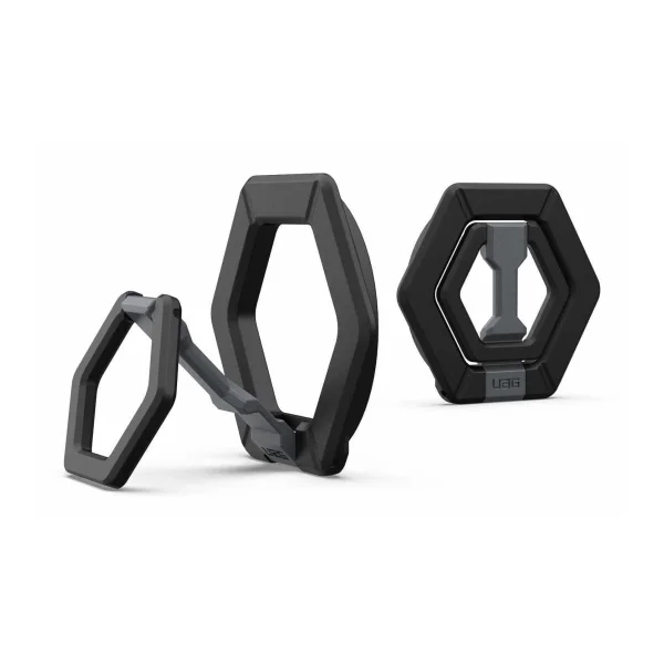 UAG Urban Armor Gear Magnetic Ring Stand Halterung/Haltering mit Standfunktion für MagSafe und UAG Cases mit eingebautem Magnet schwarz/silber