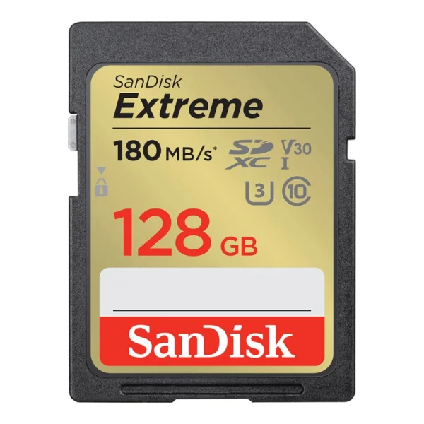 SanDisk Extreme 128 GB SDXC Speicherkarte (2022) bis 180MB/s, Cl10, U3, V30