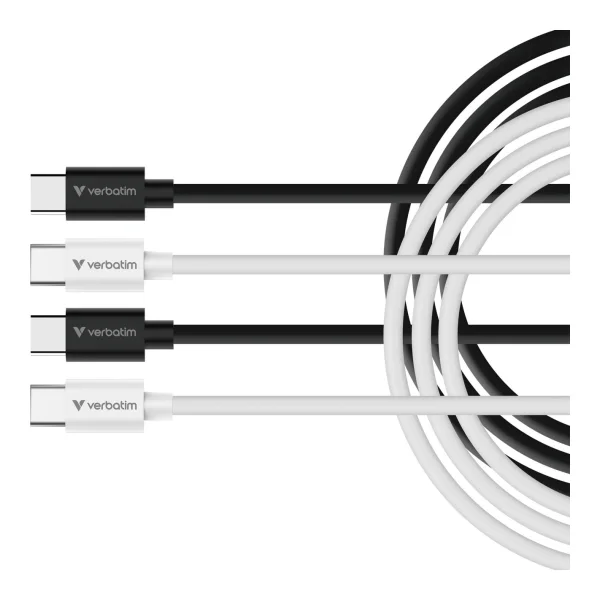 Verbatim Sync & Charge Kabel USB-C auf USB-C 60W 100cm -Doppelpack schwarz+ weiß