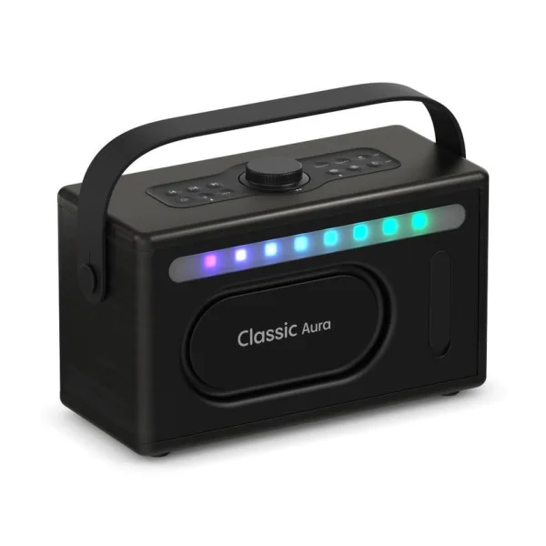 Pure Classic Aura tragbarer Bluetooth-Lautsprecher; Hintergrundlicht; schwarz