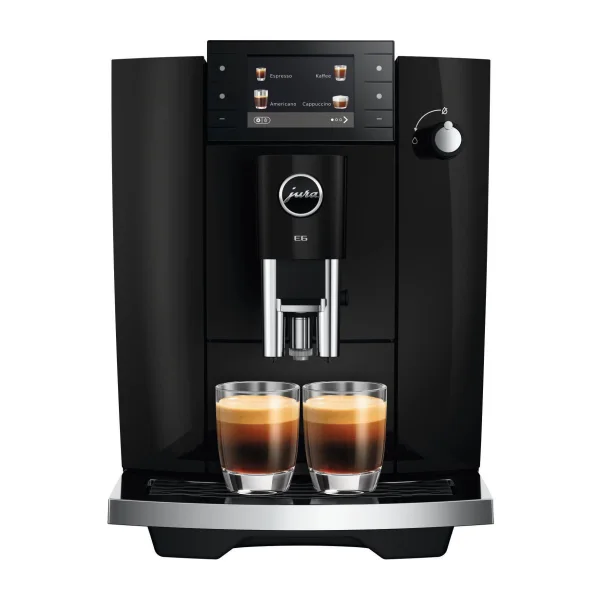 JURA E6 (ED) Kaffeevollautomat, 17 Spezialitäten, 3,5''-Farbdisplay, WiFi-fähig, Hot & Light Brew, Feinschaum-Technologie, Energiesparmodus, Piano Black