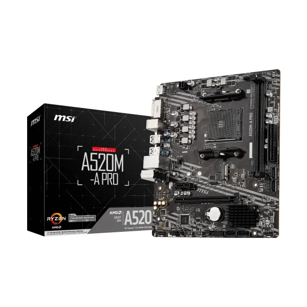 MSI A520M-A PRO mATX Mainboard Sockel AM4 DVI/HDMI/M.2/SATA