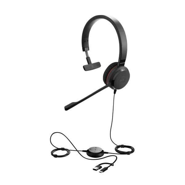 Jabra Evolve 30 II Mono Headset Schwarz - USB-C/A, UC-Version, Mikrofon mit Geräuschunterdrückung