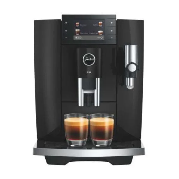 JURA E8 (ED) Kaffeevollautomat, 27 Spezialitäten, 3,5''-Farbdisplay, WiFi-fähig, Hot & Light Brew, Sweet Foam mit Sirup- & Schokoaufsatz, Energiesparmodus, Piano Black