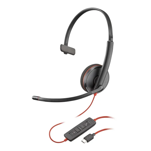 Poly Blackwire 3210 Monaural USB-C Headset +USB-C/A Adapter (Bulk)