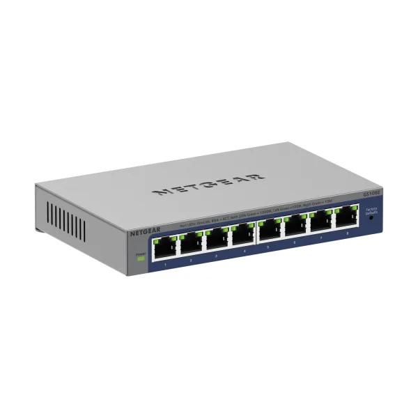 NETGEAR 8-Port Gigabit Ethernet Plus Switch (GS108E): Managed, Desktop- oder Wandmontage