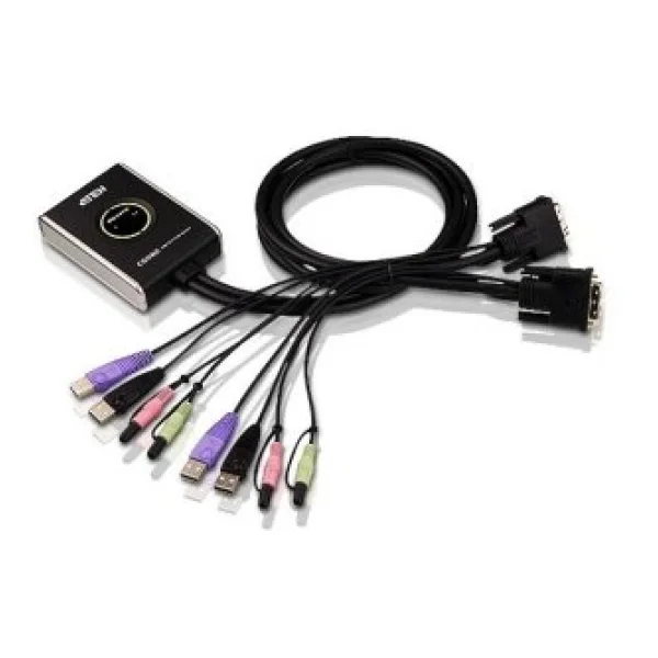 Aten 2-Port USB 4K HDMI Kabel KVM Switch mit Audio und Remote