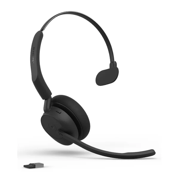 Jabra Evolve3 45 Mono MS Schwarz Kabelloses Bluetooth-Headset, USB-A Dongle, ANC, Microsoft Teams zertifiziert
