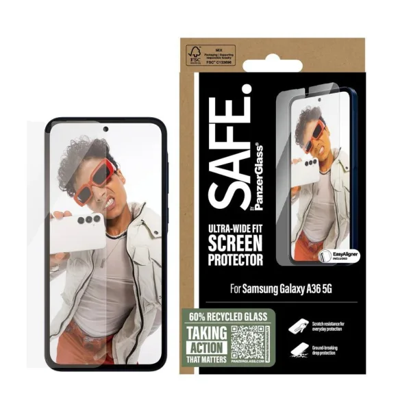 SAFE. by PanzerGlass Displayschutz Ultra-Wide-Fit mit Aligner Galaxy A36 5G