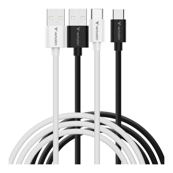 Verbatim Sync & Charge Kabel USB-A auf USB-C 18W 100cm -Doppelpack schwarz+ weiß