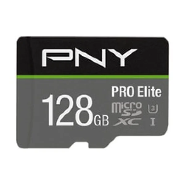 PNY PRO Elite 128 GB microSDXC Speicherkarte (C10, Class 3 (U3), UHS-I) Schwarz/Grau