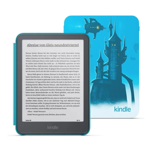 Amazon Kids Kindle Paperwhite (2026) Twilight Towers 16 GB mit Werbung, grau mit Schutzhülle