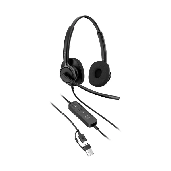 HP | Poly Mission 425 Stereo-Headset USB-C/A, kabelgebunden, KI-Geräuschunterdrückung, Bulk-Verpackung (Kommerzielles Produkt)