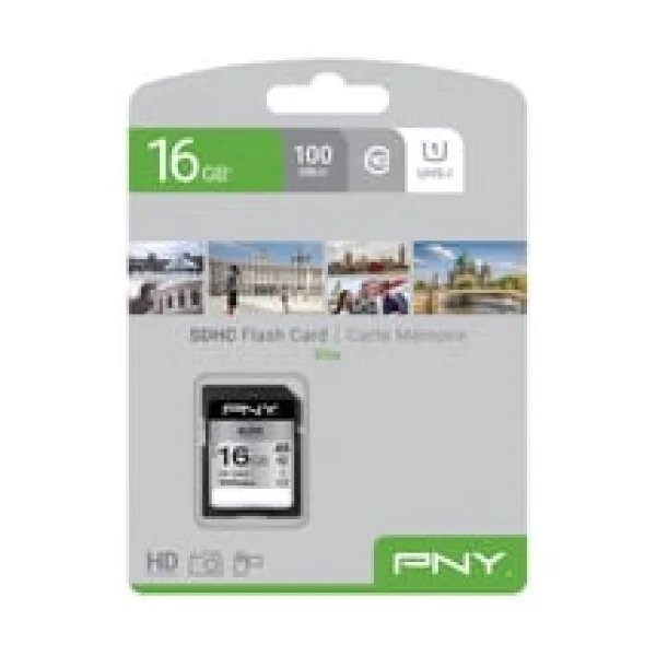 PNY Elite 16 GB SDHC Speicherkarte (C10, Class 1 (U1), UHS-I) Schwarz