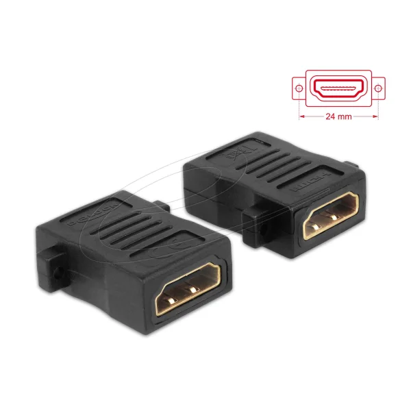 Delock Adapter HDMI-A Buchse auf HDMI-A Buchse mit Schraubanschluss