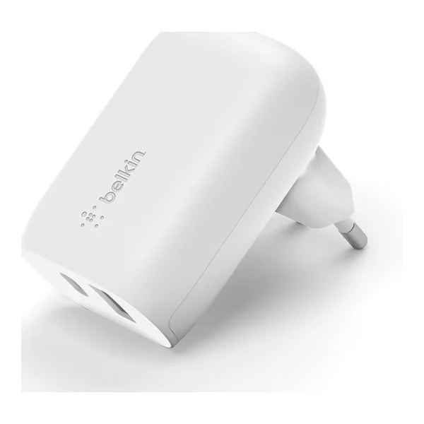 Belkin 37W Dual Wall Charger PPS, 25W USB-C, 12W USB-A, weiß
