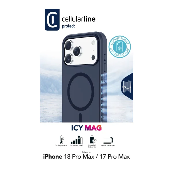 Cellularline ICY MAG Case iPhone 18 Pro Max Blue (ICYMAGIPH18PRMB)