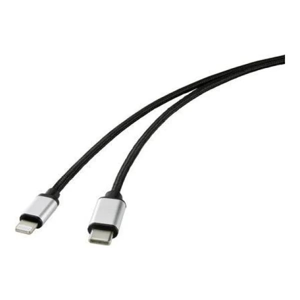 Renkforce USB Handy Anschlusskabel [1x USB-C Stecker - 1x Apple Lightning-Stecker] 2.00 m Schwarz (RF-4353448)