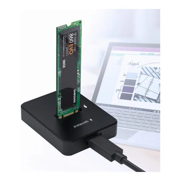 Gembird DD-U3M2 - SSD-Dockingstation - M.2 - M.2 Card (PCIe NVMe & SATA) - USB 3,2 (Gen 2) - Schwarz (DD-U3M2)