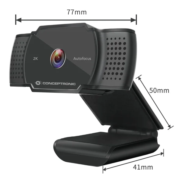 Conceptronic AMDIS 2K-Super-HD-Autofokus-Webcam mit Mikrofon - 5 MP - 2592 x 1944 Pixel - 30 fps - 640x480@30fps,1280x720@30fps,1920x1080@30fps,2595x1944@15fps - M-JPEG - Auto (AMDIS02BNEUEVERSION)