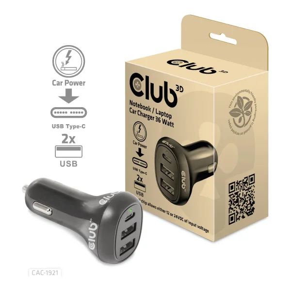 Club 3D CAC-1921 - Auto-Netzteil - 12 36 Watt (CAC-1921)