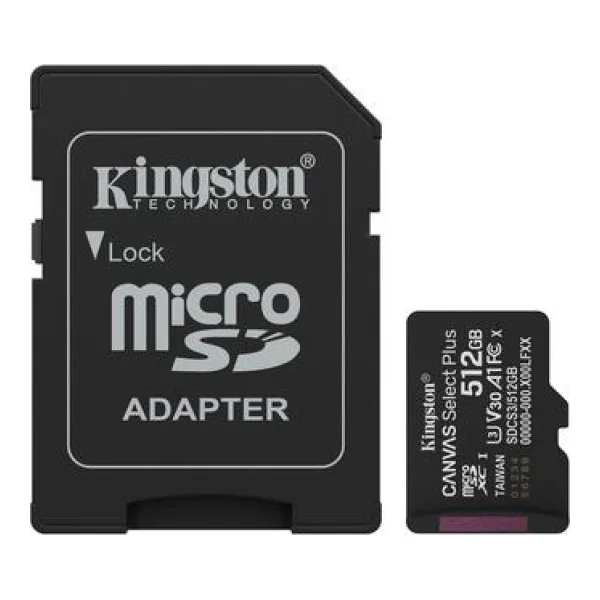 Kingston Canvas Select Plus - Flash-Speicherkarte - 512 GB - microSDXC UHS-I (SDCS3/512GB)