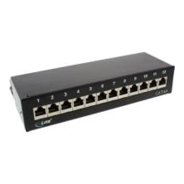 InLine® Patchfeld Cat.6A, 12-fach, Tisch/Wand-Montage, schwarz RAL9005 (76809S)