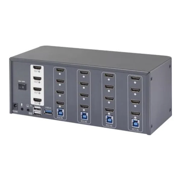 SpeaKa Professional 4 Port HDMI Multi Display KVM Switch 4x4 KVM-Konsole 3840 x 2160 (SP-13389140)