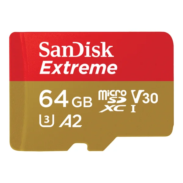 SanDisk micro SDXC karta 64GB Extreme Action Cams and Drones (170 MB/s Class 10, UHS-I U3 V30) + adaptér (SDSQXAH-064G-GN6AA)