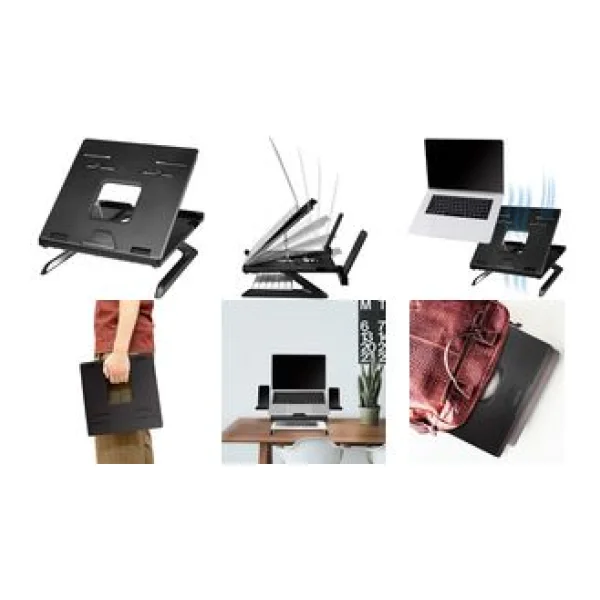 LogiLink Notebook-Ständer mit Smartphone-Halterungen schwarz, für Notebooks von 25,40 - 39,62 cm (10-15.6), - 1 Stück (AA0133)