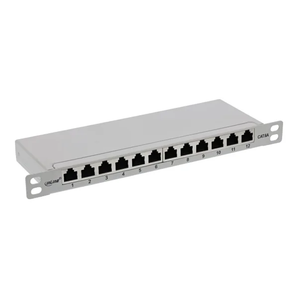 InLine® 25,40cm (10) Patchfeld Cat.6A 0,5HE 12-fach, lichtgrau, RAL7035 (76819I)