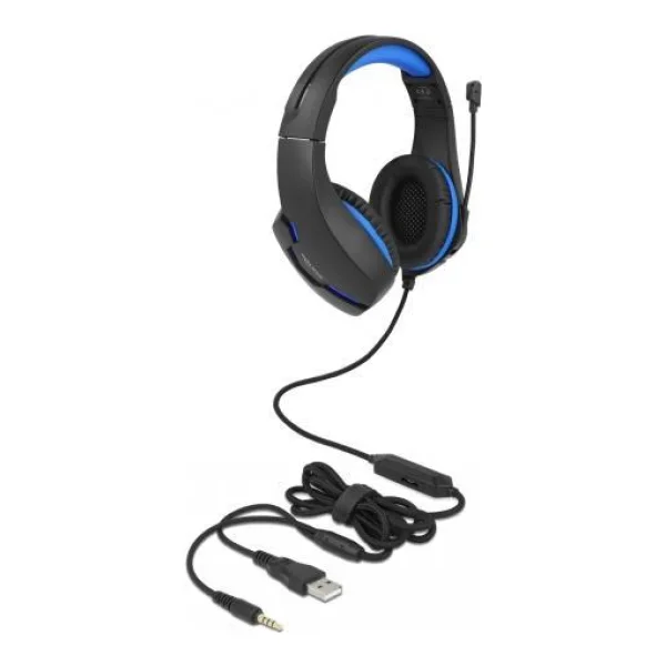 Delock - Headset - ohrumschließend - kabelgebunden - 3,5 mm Stecker - Schwarz, Blau (27182)
