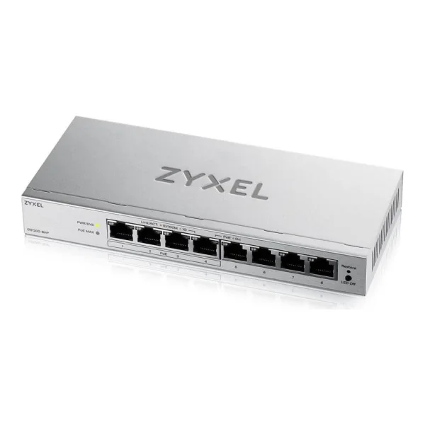 ZyXEL 8-Port Gigabit PoE+ Web / Smart Managed Switch, 4x PoE+, 68 Watt, (GS1200-8HPV3-EU0101F)