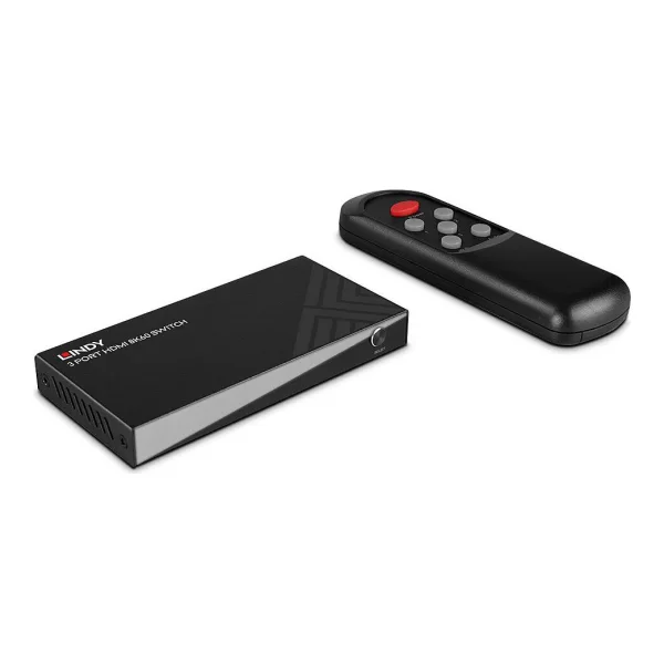 Lindy 3 Port HDMI 8K60 Switch - Zum umschalten zwischen drei 8K@60Hz Quellgerä,ten - die an ein Display angeschlossen sind (38369)