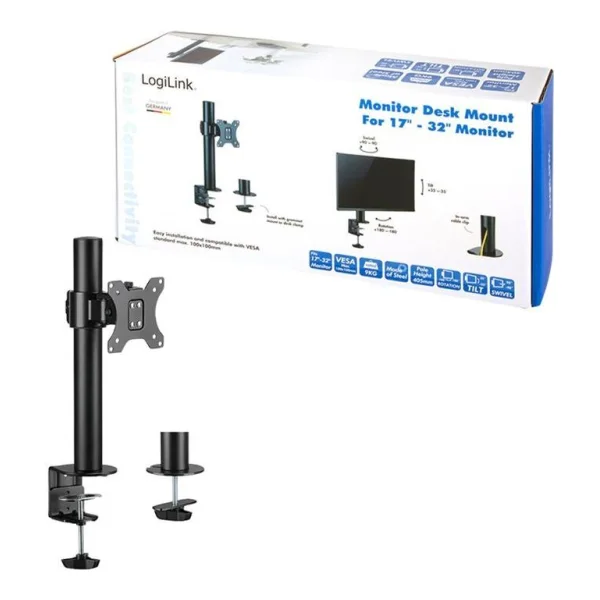 LogiLink - Tischhalterung für LCD-Display - Stahl - Schwarz - Bildschirmgröße: 43.2-81.3 cm (17-32)