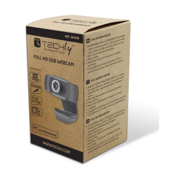 Full HD 1080p USB webcam, Auto Fokus Mikro m. Geräuschunterdrückung Hersteller: Techly (I-WEBCAM-60T)