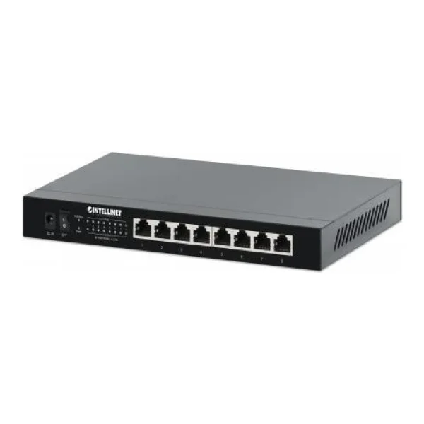 INTELLINET 8-Port 2,5G Ethernet PoE+ Switch Acht 10/100/1000/2500 Mbit/s PSE PoE+ Ports, 100 W PoE-Leistungsbudget, Unmanaged, Desktop-Format, optionale Wandmontage (561938)