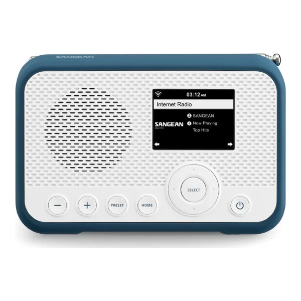 Sangean WFR-39 Internet Taschenradio Internet, DAB, UKW Internetradio, UKW, WLAN Spotify, Weckfunktion, wiederaufladbar Weiß, Blau (A500466)
