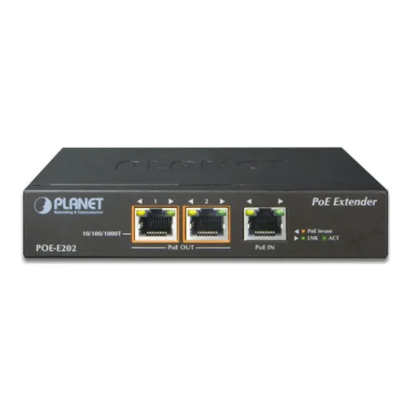 PLANET POE-E202 - Repeater - Ethernet, Fast Ethernet, Gigabit Ethernet - 10Base-T, 100Base-TX, 1000Base-T - RJ-45 / 2x RJ-45