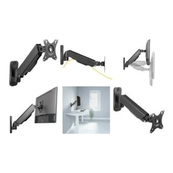 Logilink - Befestigungskit - für Flachbildschirm (Gasfeder) - Kunststoff, Aluminium, Stahl - Schwarz - Bildschirmgröße: 43.2-81.3 cm (17-32) - Wandmontage (BP0144)