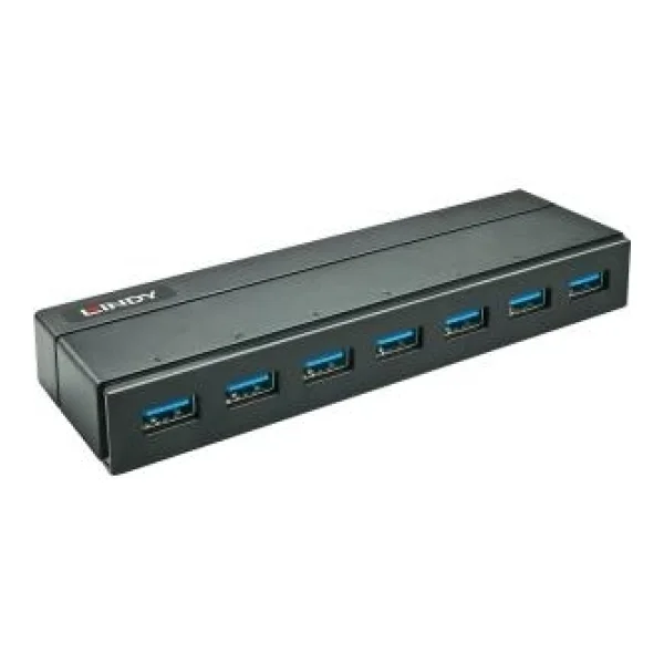 Lindy 7 Port USB 3.0 Hub Zum Anschluss von sieben USB 3.0 Geräten - mit Ladefunktion (43228)