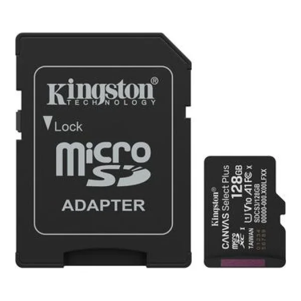Kingston Canvas Select Plus - Flash-Speicherkarte - 128 GB - microSDXC UHS-I (SDCS3/128GB)