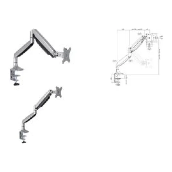LogiLink - Tischhalterung für Monitor (adjustable arm) - Aluminium, kaltgewalzter Stahl - Bildschirmgröße: 33 - 81.3 cm (13-32)