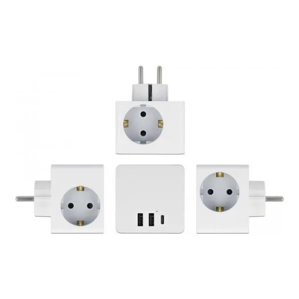 Delock - Netzteil - 16 A - 6 Ausgabeanschlussstellen (USB-C, 2 x 9-polige USB Typ A, 3 x Stecker CEE 7/3) - weiß (11496)